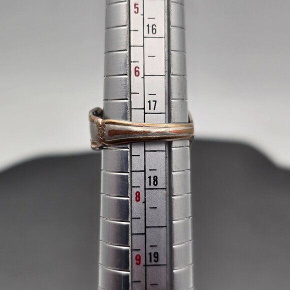 Vintage Floral Spoon Ring Size 7 Silver-Plated Mini Bypass Statement Jewelry - Picture 5 of 5